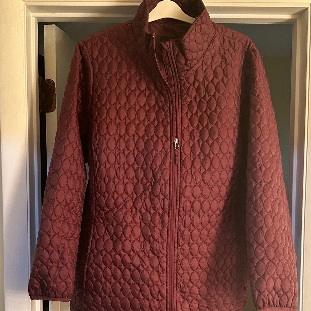 Lands' End Burgundy Quilted Jacket